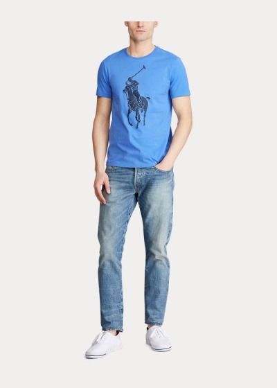 Playeras Polo Ralph Lauren Hombre Azules - Custom Slim Fit Jersey - COQWR7958